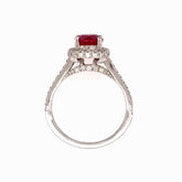 Platinum Ring with a 1.53 Carat AAA Quality Round Ruby and Diamonds